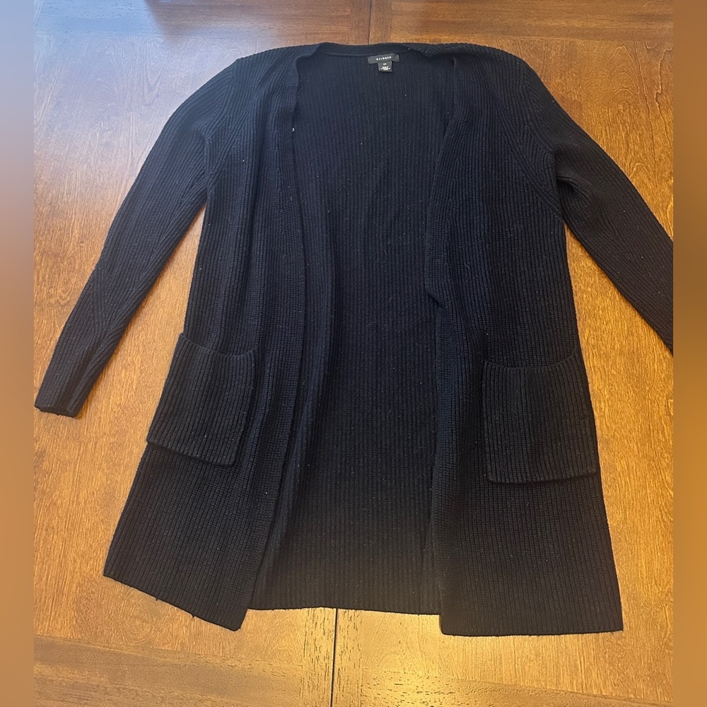 Black Open Front Ribbed Cardigan Sweater